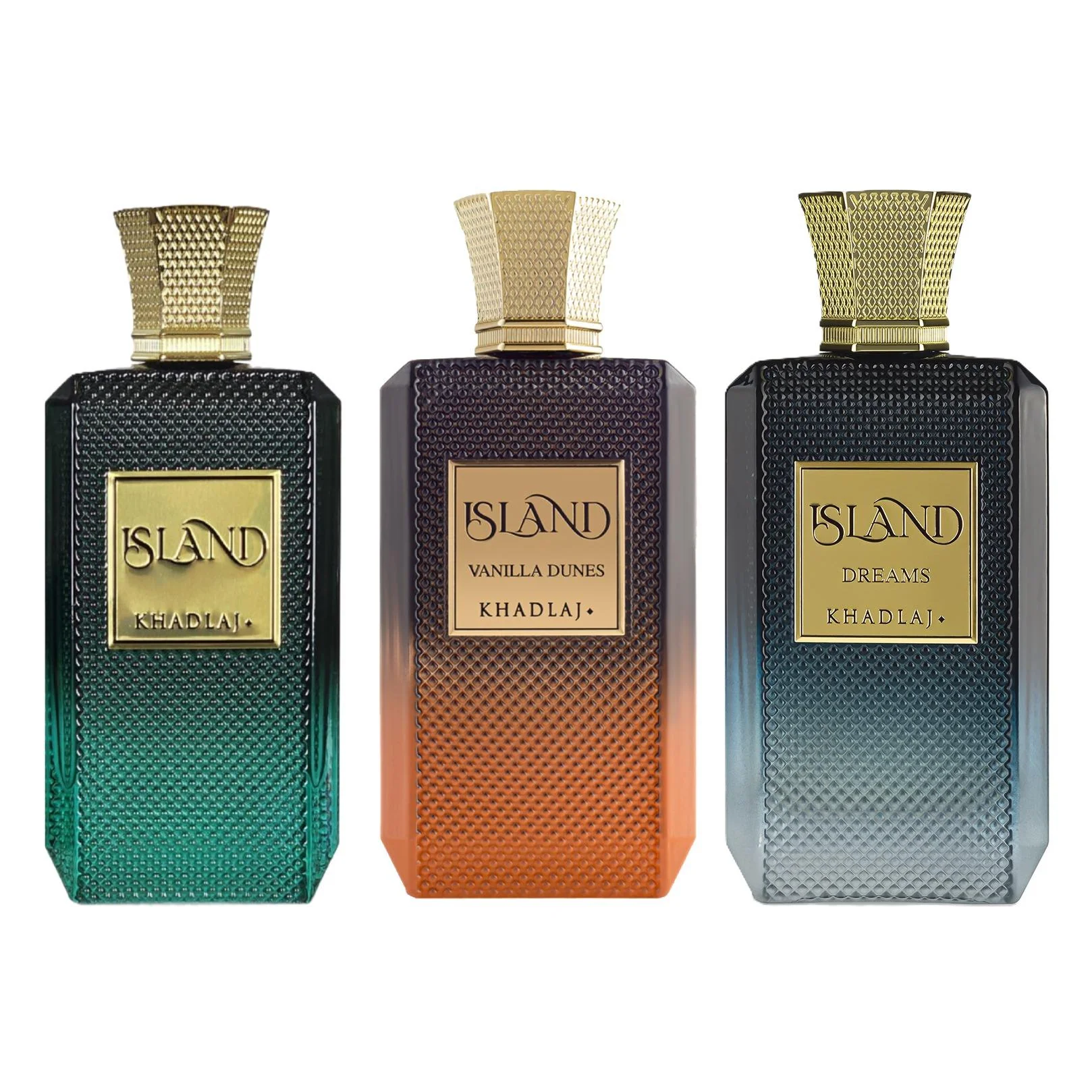 Khadlaj Trinity 3 Pc (Island, Island Vanilla Dunes & Island Dreams) Fragrance Bundle for Everyone