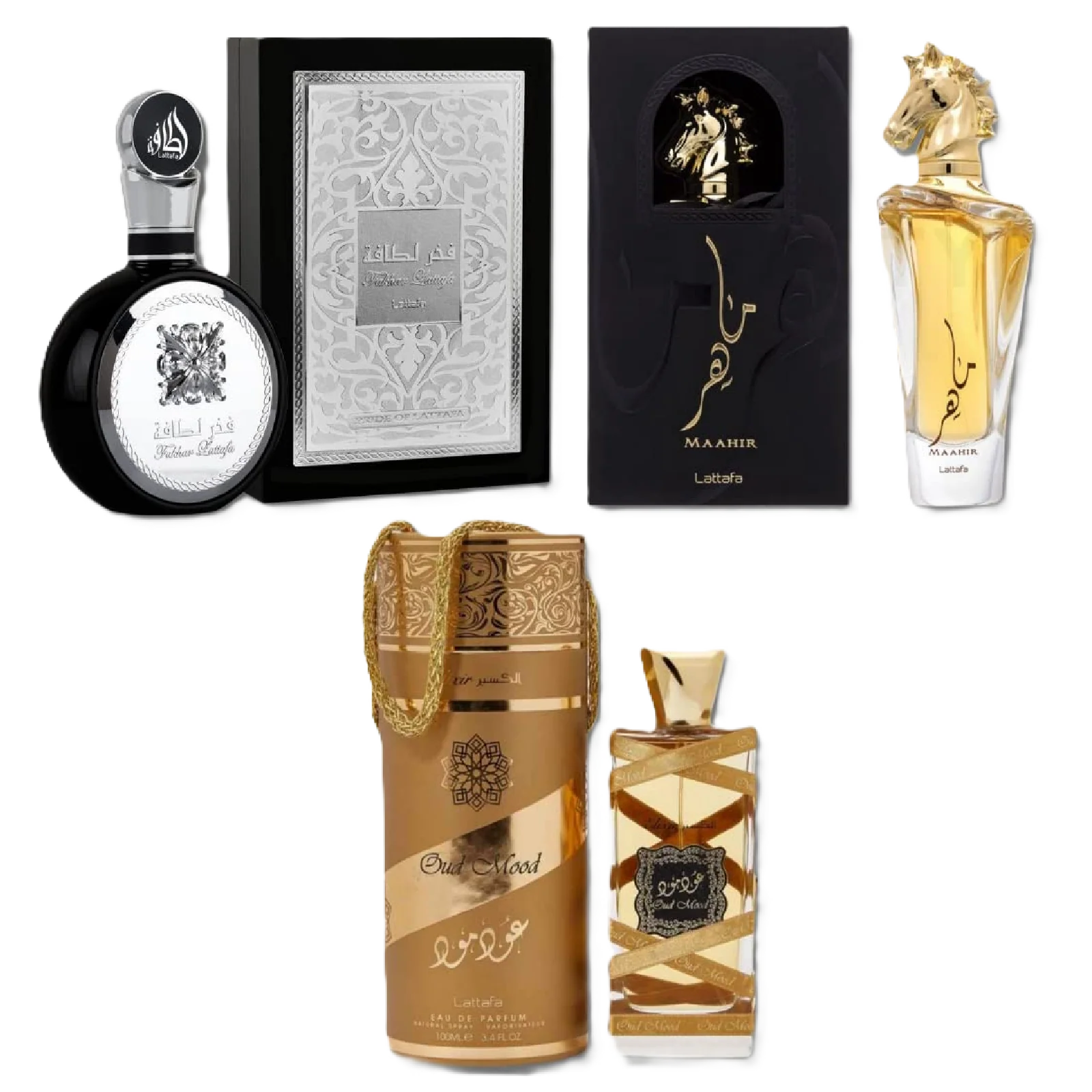 Lattafa Maahir, Fakhar Men & Oud Mood Elixir Fragrance Bundle for Everyone - Image 2